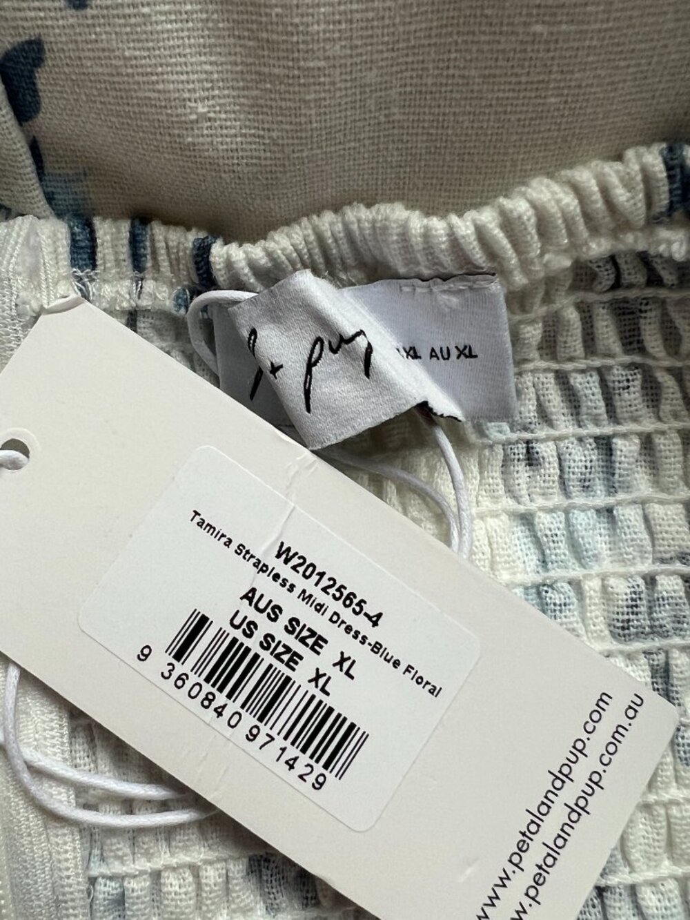 Petal and Pup Tamara Strapless Midi Dress - White Blue - Size XL - Picture 8 of 11